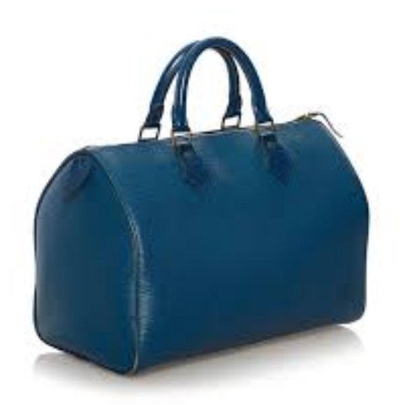 SALE! Vintage Louis Vuitton Epi Speedy 30 Blue Leather Gold Satchel Boston Bag - Picture 3 of 16